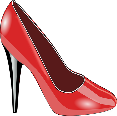 Векторное изображение красной обуви на высоком каблуке