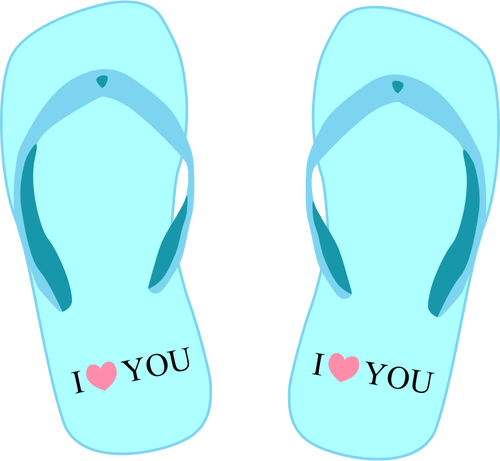 ClipArt vettoriali di flip flop con segno "Ti amo"