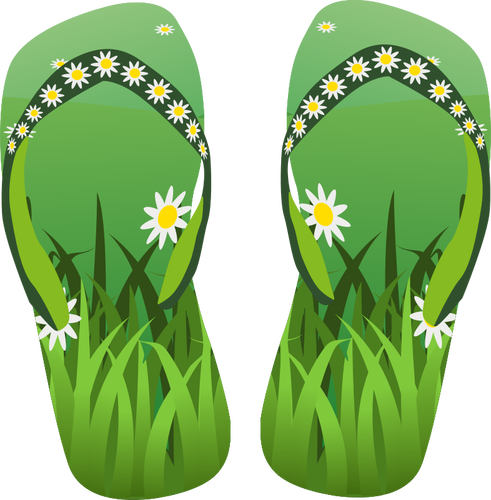 Green flip flops footwear