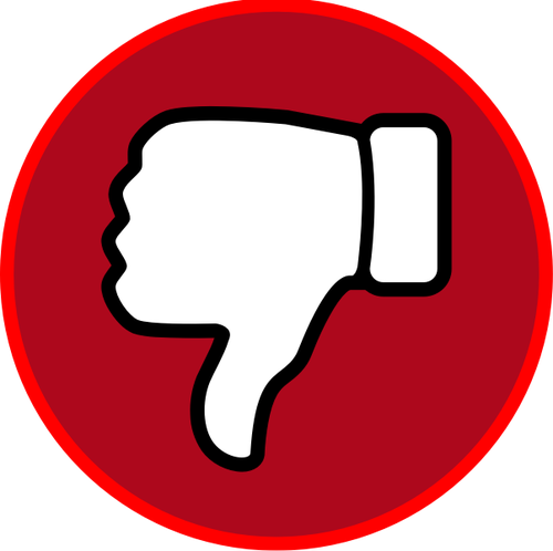 Vector drawing of thumbs down in a red circle