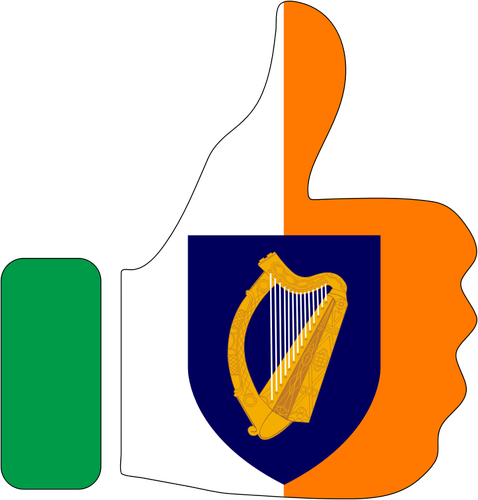 親指とアイルランドの紋章付き外衣