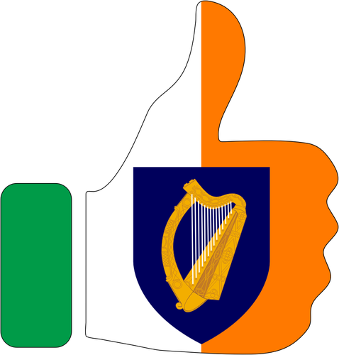 Thumbs up and Irish coat of arms