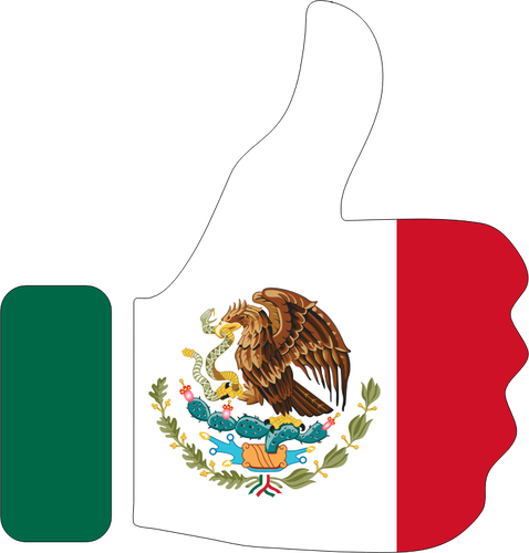 Pollici in su con bandiera messicana