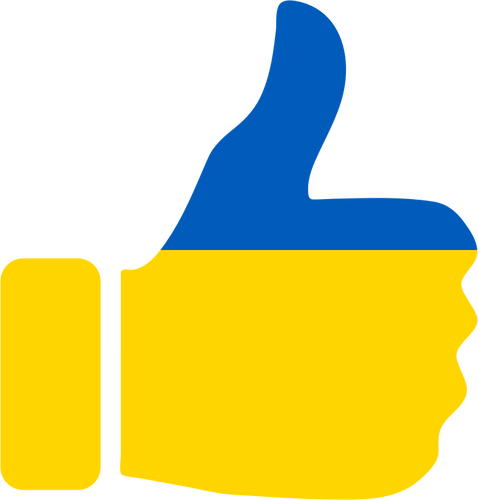 Tommelen opp og ukrainske symbol