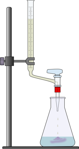 Clip-art do processo de titulação de oxigênio com um copo de