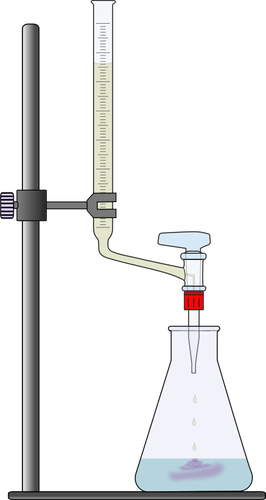 Clip art of oxygen titration process with a beaker