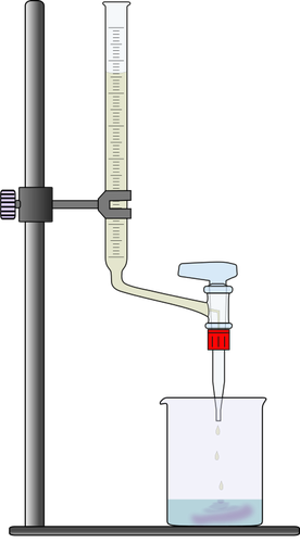 Disegno di vettore di titolazione in esperimento di laboratorio