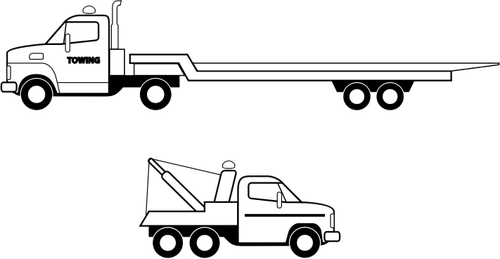 Camiones de remolque vector línea arte