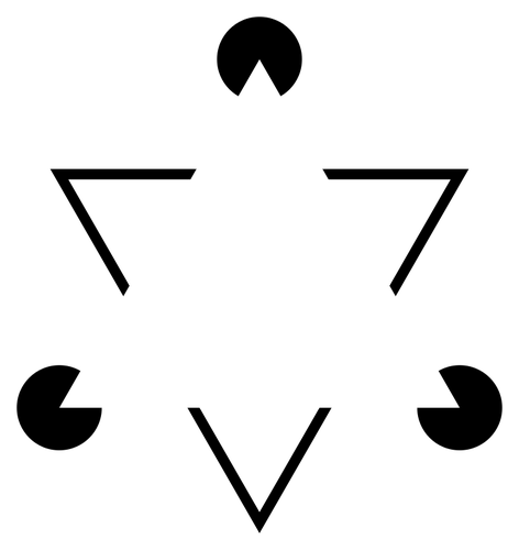 Clip-art vector da famosa ilusão de ótica com três figuras de pacman