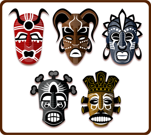 非洲面具组的矢量图像