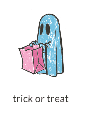 Ghost with pink paper bag vector image