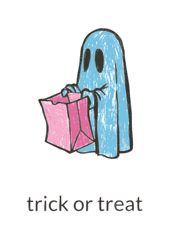 Ghost with pink paper bag vector image