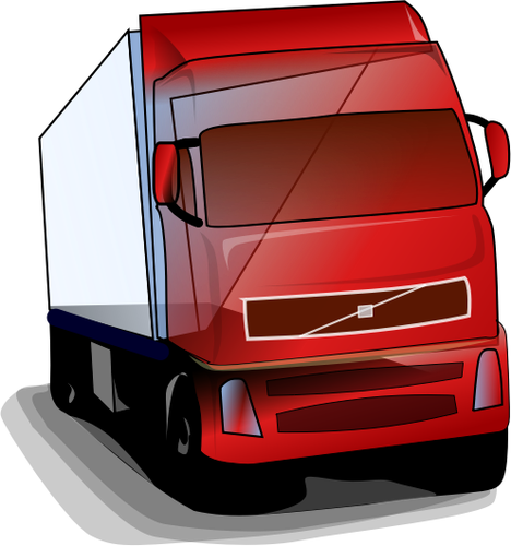 Vector illustraties van rode vrachtwagen op de weg