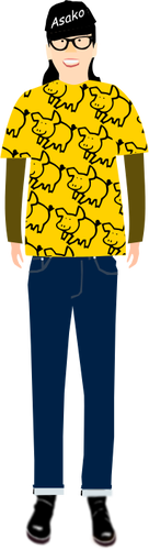 Ilustración de vector de moda hombre en camiseta con patrón de cerdo