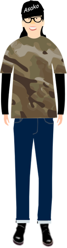 Vector image of trendy guy in t- shirt with camouflage pattern