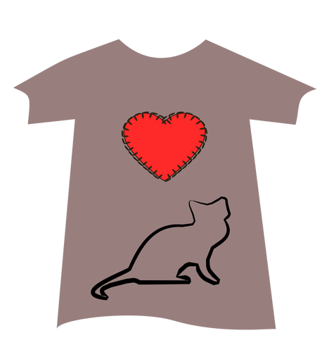 Camiseta con gato y corazón