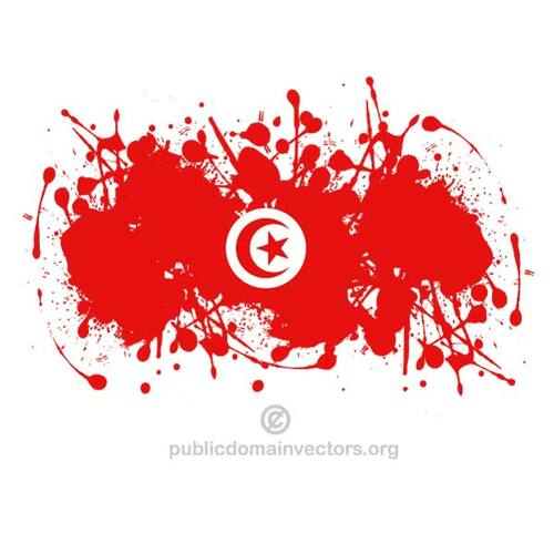 突尼斯国旗与油墨飞溅