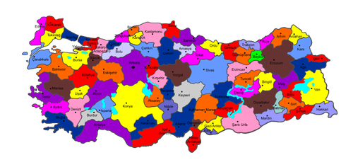 Províncias de desenho vetorial de Turquia