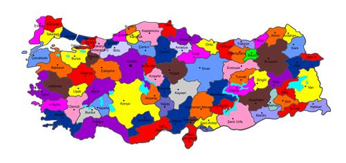 Provinces of Turkey vector drawing