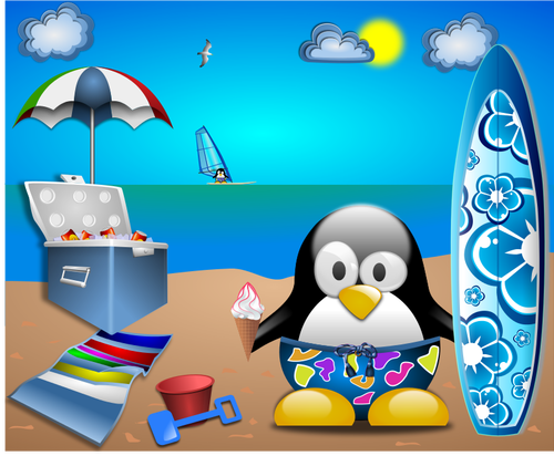 Penguin on sandy beach vector image