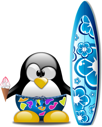 Image vectorielle de Tux surfeur