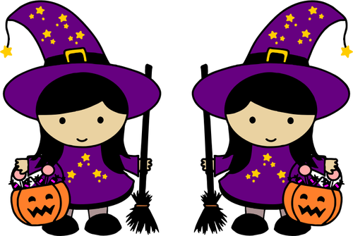 Twin Halloween witches