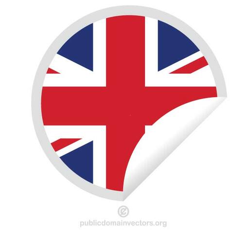 Etiqueta engomada redonda con la bandera de Gran Bretaña