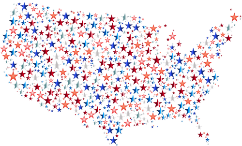 星とアメリカ合衆国の地図