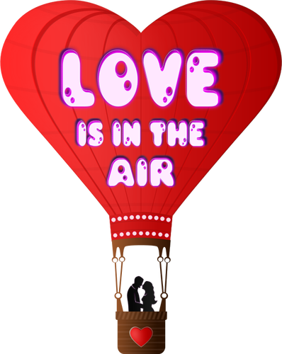 Illustrazione vettoriale di Valentino palloncino con lettering amore è nell