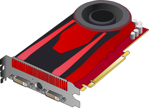 Red 3D video card vector drawing