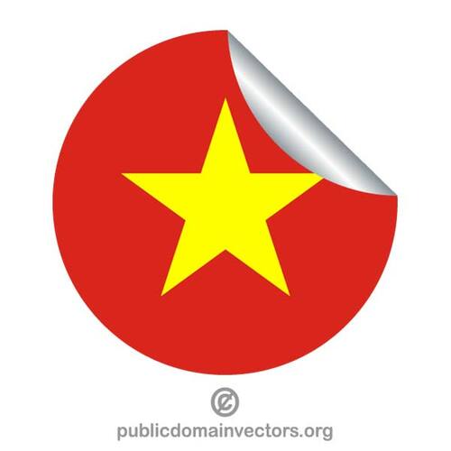 العلم الفيتنامي داخل ملصق مستدير