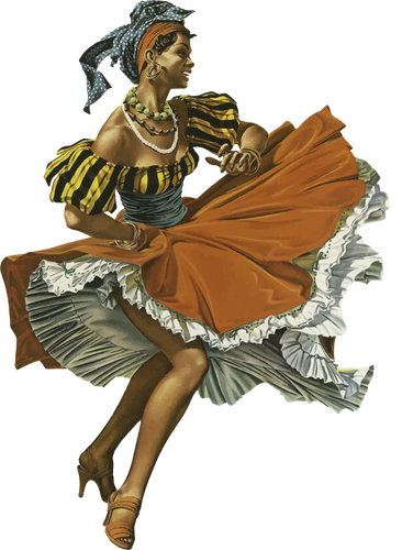 Vintage Caribbean dancing woman