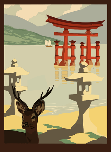 Miyajima Torii vector image