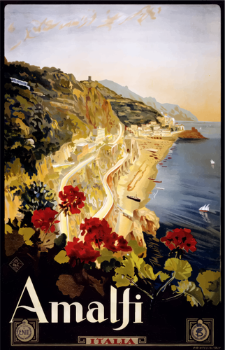 Plakat podróż Vintage ilustracji wektorowych Amalfi