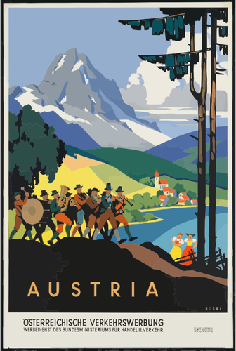 Vektör küçük resim Vintage seyahat poster Avusturya