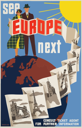 Graphiques de voyage vintage européen affiche