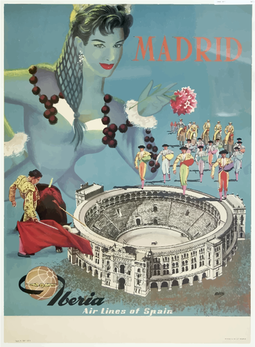 Vector drawing of Madrid vintage travel poster