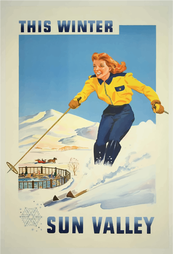 Poster vintage da estância de inverno