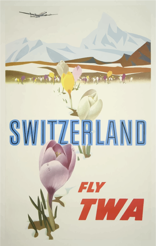 Gráficos de vetor de cartaz de viagens vintage moscas TWA