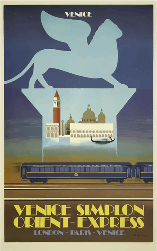 Ilustración de cartel vintage Venecia Orient Express