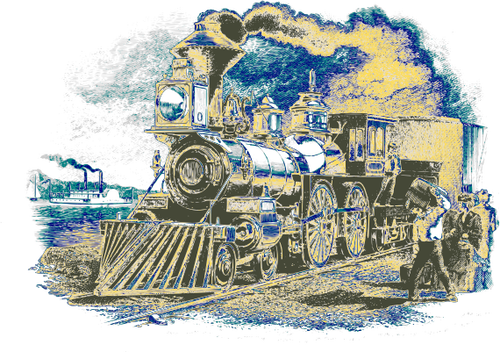 Старинный поезд векторные иллюстрации