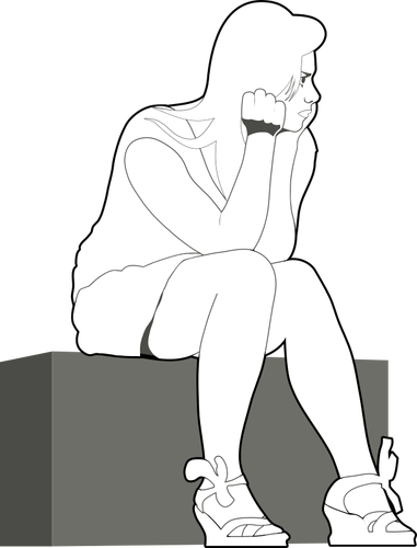 Waiting girl vector sketch