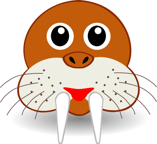 Funny walrus head vector drawing