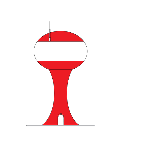 Red and white vector clip art of a lighthouse