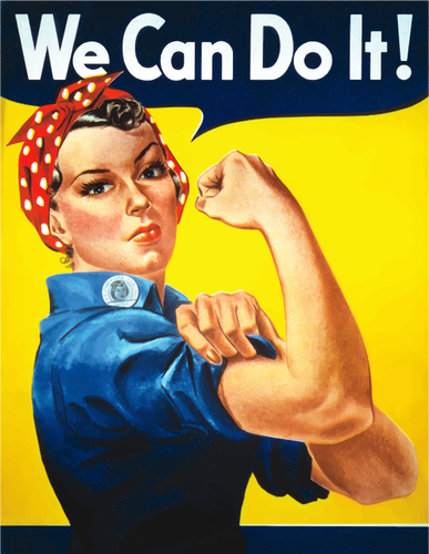 Vintage poster dengan Rosie The Riveter