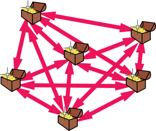 Vector image of early WEB structure with pots of gold