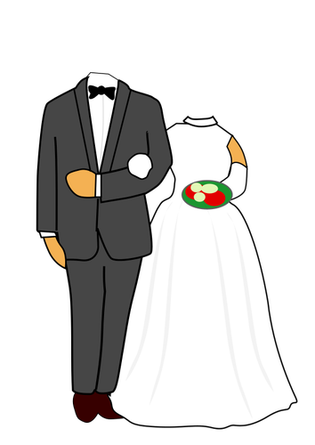 Illustration of headless wedding couple