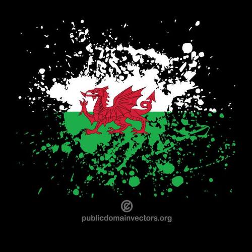 Bandeira do país de Gales em respingos de tinta