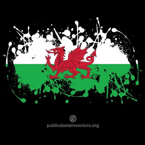 Walesin lippu musteroiskeita sisällä