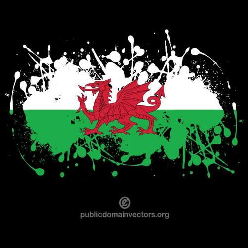 Welsh flag inside ink spatter